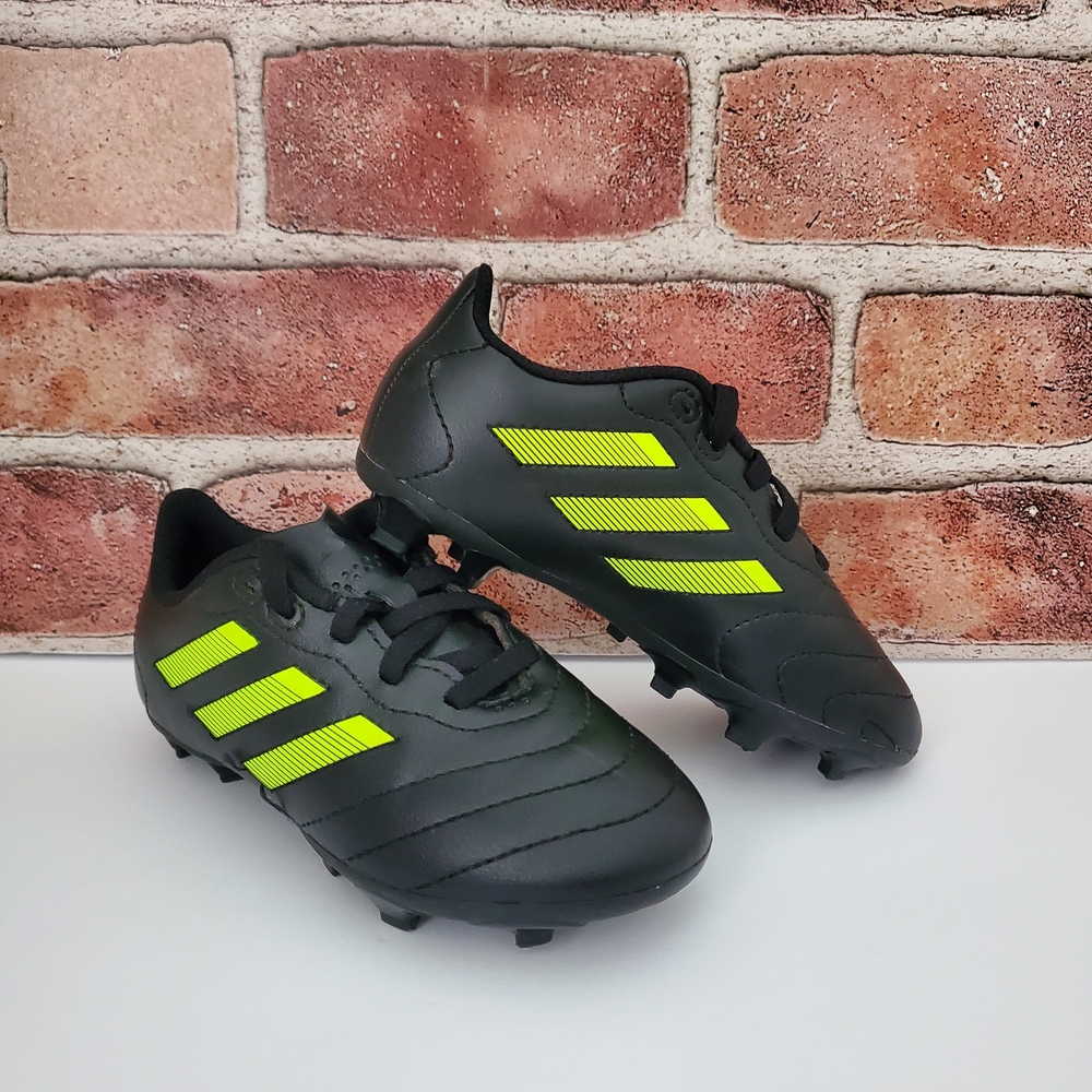 Adidas Goletto Black and Neon Green Kids Sneakers Sz 11k